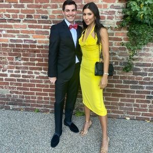 Cushnie yellow silk dress